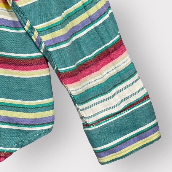 Chaps Button Up Top Women XL Multicolor Striped Cotton Thick Long Sleeve AA84 - Picture 4 of 10